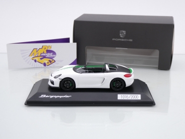 Preview: Spark WAP0200180NBSP # Porsche Boxster Bergspyder Baujahr 2015 " weiß-grün " 1:43