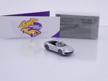 Preview: Minichamps 870068334 # Porsche 911 Carrera 4S Cabriolet Baujahr 2019 " silber " 1:87