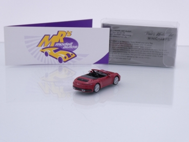Preview: Minichamps 870068332 # Porsche 911 Carrera 4S Cabriolet Baujahr 2019 " dunkelrot " 1:87