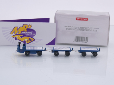 Preview: Wiking 1160 04 # Elektrokarren mit Anhängern Baujahr 1956-69 " grünblau " 1:87