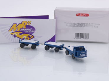 Preview: Wiking 1160 04 # Elektrokarren mit Anhängern Baujahr 1956-69 " grünblau " 1:87