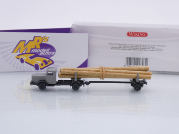 Preview: Wiking 0947 03 # Büssing 8000 Langholztransporter Baujahr 1950-56 " grau " 1:160