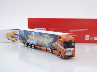 Preview: Herpa 317450 # Mercedes Actros Lowliner Gardinenplanen-SZ " Ferntrans Haas " 1:87