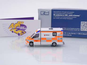 Preview: Rietze 76164 # Mercedes Strobel RTW 18 Einsatzwagen " Malteser Koblenz " 1:87