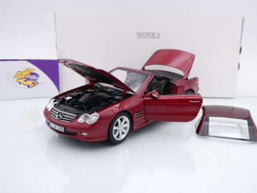 Preview: Norev 183841 # Mercedes Benz SL 500 Cabrio Baujahr 2003 " dunkelrotmetallic " 1:18