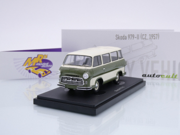 Autocult 08021 # Skoda 979-II Kleinbus Baujahr 1957 " cremeweiß-oilve " 1:43
