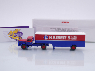 Preview: Wiking 0513 28 # Henschel Koffersattelzug Baujahr 1955-61 " Kaiser's Kaffee " 1:87