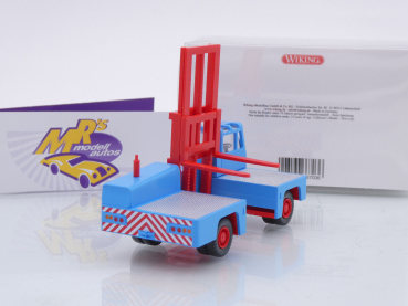 Preview: Wiking 0667 03 # Container Seitenstapler Baujahr 1968-77 " hellblau-rot " 1:87