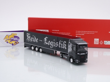 Preview: Herpa 316897 # Scania CS 20 HD Kühlkoffer-Sattelzug 2-achs/3-achs " Heide Logistik " 1:87