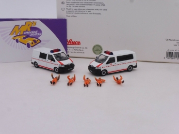 Preview: Schuco 26555 # 2-er Set VW T5 " DB Notfallmanagement " MHI Sondermodell 1:87