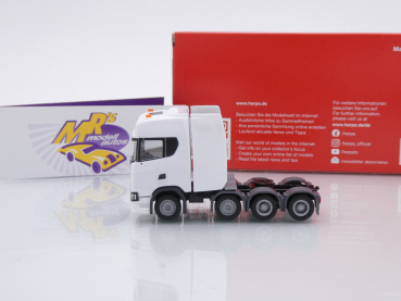 Preview: Herpa 308601-004 # Scania CS20 HD 8x4 4-achs Schwerlastzugmaschine " weiß " 1:87