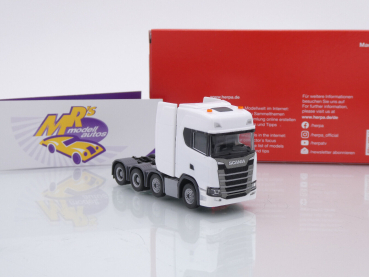 Preview: Herpa 308601-004 # Scania CS20 HD 8x4 4-achs Schwerlastzugmaschine " weiß " 1:87