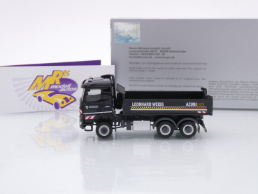 Preview: Herpa 952408 # Mercedes-Benz Arocs M Kipper schwarz " Leonhard Weiss Ausbildung " 1:87