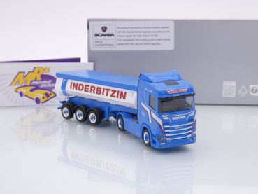 Preview: Herpa 956208 # Scania CS20 ND 2/3-achs Kippsattelzug " Inderbitzin Transporte " 1:87