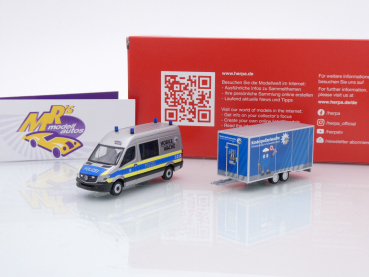 Herpa 097536 # Mercedes-Benz Sprinter Halbbus + Anhänger " Polizei Bayern " 1:87