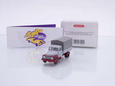 Wiking 0345 04 # Hanomag L 28 Pritschen LKW Baujahr 1950-58 " grau-rot " 1:87