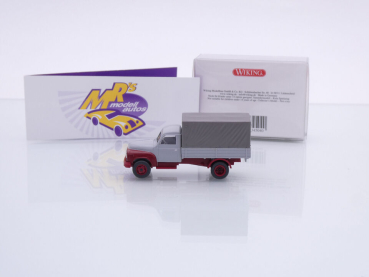Preview: Wiking 0345 04 # Hanomag L 28 Pritschen LKW Baujahr 1950-58 " grau-rot " 1:87
