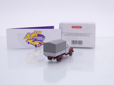 Preview: Wiking 0345 04 # Hanomag L 28 Pritschen LKW Baujahr 1950-58 " grau-rot " 1:87
