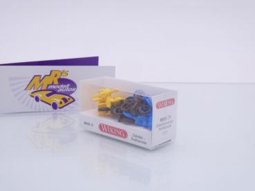 Preview: Wiking 0018 29 # Zubehör 12 Radfahrende Baujahr 1948-55 " rot-blau-braun " 1:87