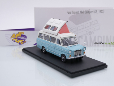 Preview: Autocult 09020 # FORD Transit Mk1 Camper Baujahr 1973 " hellblau-weiß " 1:43