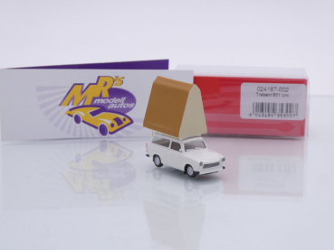 Preview: Herpa 024167-002 # Trabant 601 Universal mit Dachzelt Baujahr 1964 " weiß " 1:87