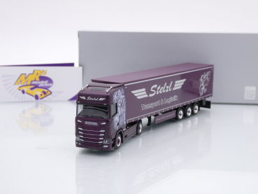 Herpa 956505 # Scania CS20 HD Gardinenplanen-Sattelzug " Stelzl Logistik " 1:87
