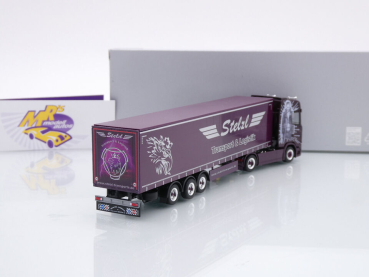 Preview: Herpa 956505 # Scania CS20 HD Gardinenplanen-Sattelzug " Stelzl Logistik " 1:87