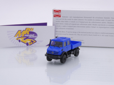 Busch 51082 # Mercedes-Benz Unimog U5023 Doppelkabine Baujahr 2021 " dunkelblau " 1:87