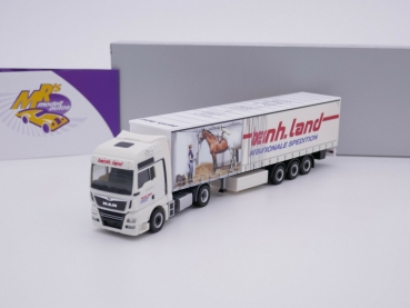 Herpa 947770 # MAN TGX XXL Gardinenplanen-Sattelzug " Spedition Land " 1:87 NEU