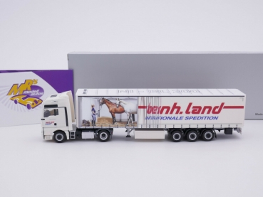Preview: Herpa 947770 # MAN TGX XXL Gardinenplanen-Sattelzug " Spedition Land " 1:87 NEU