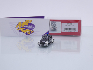 Herpa 097390 # Volkswagen VW Käfer 1303 Baujahr 1972 schwarz-weiß " Polis " 1:87