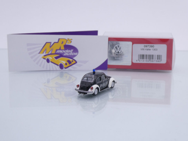 Preview: Herpa 097390 # Volkswagen VW Käfer 1303 Baujahr 1972 schwarz-weiß " Polis " 1:87