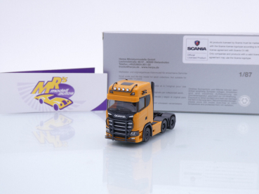 Herpa 957847 # Scania CS20 HD 3-achs Solozugmaschine " orangegelb " 1:87