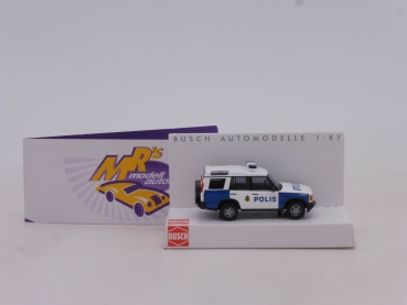Preview: Busch 51921 # Land Rover Discovery Einsatzfahrzeug " Polis Schweden " 1:87