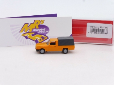 Preview: Herpa 420938 # Wartburg 353 Trans mit Plane Baujahr 1985 " orange " 1:87