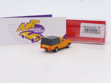 Preview: Herpa 420938 # Wartburg 353 Trans mit Plane Baujahr 1985 " orange " 1:87