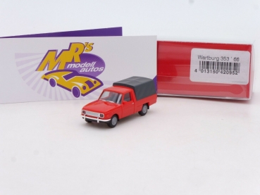 Herpa 420952 # Wartburg 353 Trans mit Plane Baujahr 1966 " rot-grau " 1:87