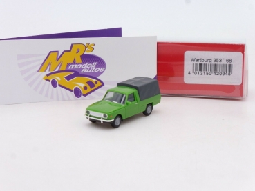 Herpa 420945 # Wartburg 353 Trans mit Plane Baujahr 1966 " grün-grau " 1:87