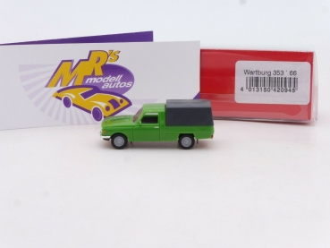 Preview: Herpa 420945 # Wartburg 353 Trans mit Plane Baujahr 1966 " grün-grau " 1:87