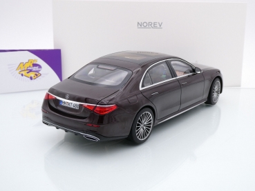 Preview: Norev 183804 # Mercedes-Benz S-Klasse AMG Line Baujahr 2021 " dunkelrot " 1:18