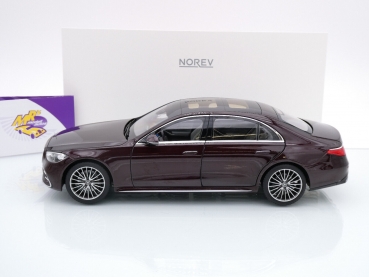 Preview: Norev 183804 # Mercedes-Benz S-Klasse AMG Line Baujahr 2021 " dunkelrot " 1:18