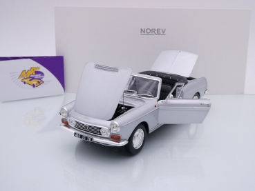 Preview: Norev 184835 # Peugeot 404 Cabriolet Baujahr 1967 " silbermetallic " 1:18