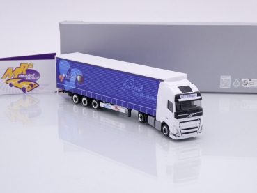 Preview: Herpa 954051 # Volvo FH GL XL Gardinenplanen-Sattelzug " Rüssel Truck Show - SFT Transport " 1:87