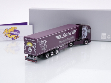Preview: Herpa 953115 # Scania CS 20 HD Gardinenplanen-Sattelzug " Stelzl Transport " 1:87