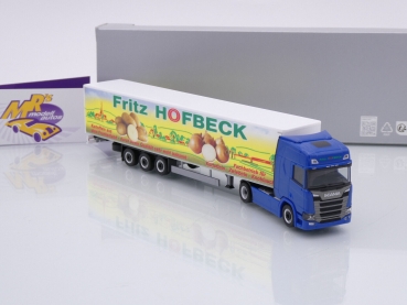 Preview: Herpa 953306 # Scania CR 20 HD Koffer-Sattelzug " Fritz Hofbeck / Sommerfest 2023 " 1:87