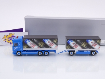 Preview: Herpa 952903 # Scania CR 20 HD Planen-Hängerzug " Rugenbräu / Rubin & Morger " 1:87