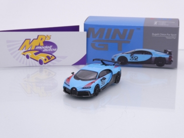 TSM MINI GT MGT00487-L # Bugatti Chiron Pur Sport Nr.32 LHD babyblau " Grand Prix Version " 1:64