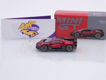 Preview: TSM MINI GT MGT00503-L # Bugatti Divo LHD " rotmetallic-carbon (Red Metallic / Carbon) " 1:64