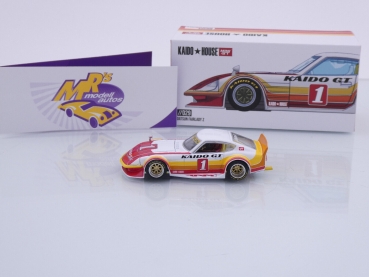 Preview: TSM MINI GT KHMG029 # Datsun Fairlady Z Nr.1 weiß-rot-gelb-orange " Kaido GT House Version 1 " 1:64