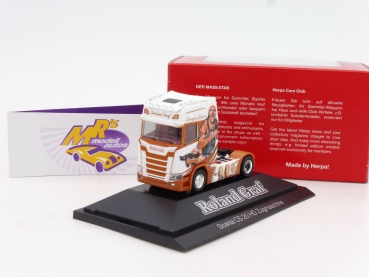 Herpa 111058 # Scania CS 20 HD Zugmaschine " Roland Graf " in PC-Box 1:87